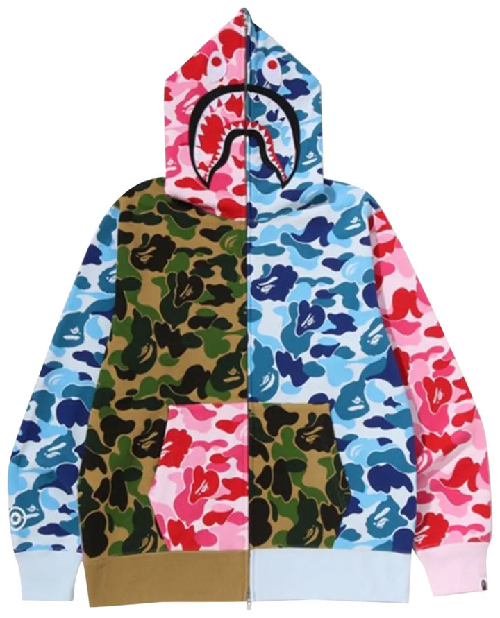 BAPE ABC CAMO CRAZY SHARK FULL ZIP HOODIE M MULTI