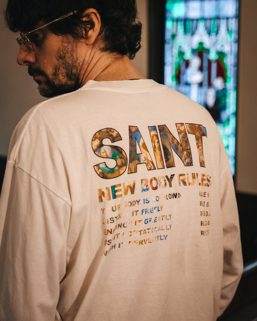 Saint Micheal New Body Rules LS Tee - White