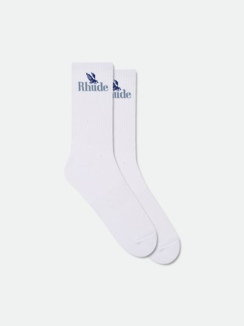 Rhude Rossa Logo Sock - White / Blue 3089