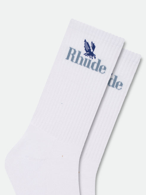 Rhude Rossa Logo Sock - White / Blue 3089