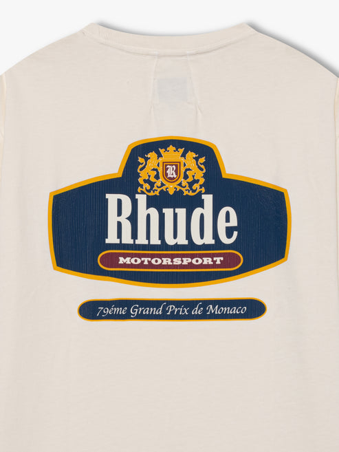 Rhude Racing Crest Tee - Vintage White/ Navy 6190