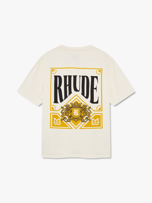 Rhude Playing Card Tee - Vintage White / Yellow 6186