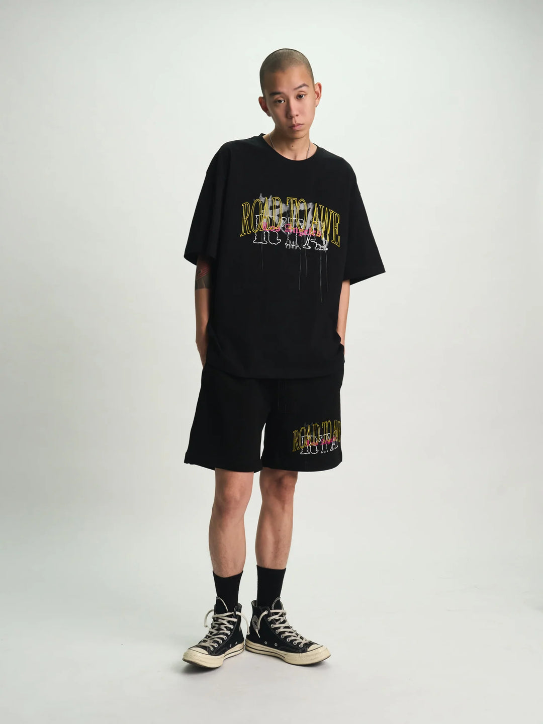 RTA Colin Oversized Short Sleeve Tee - Black Mixed Logo