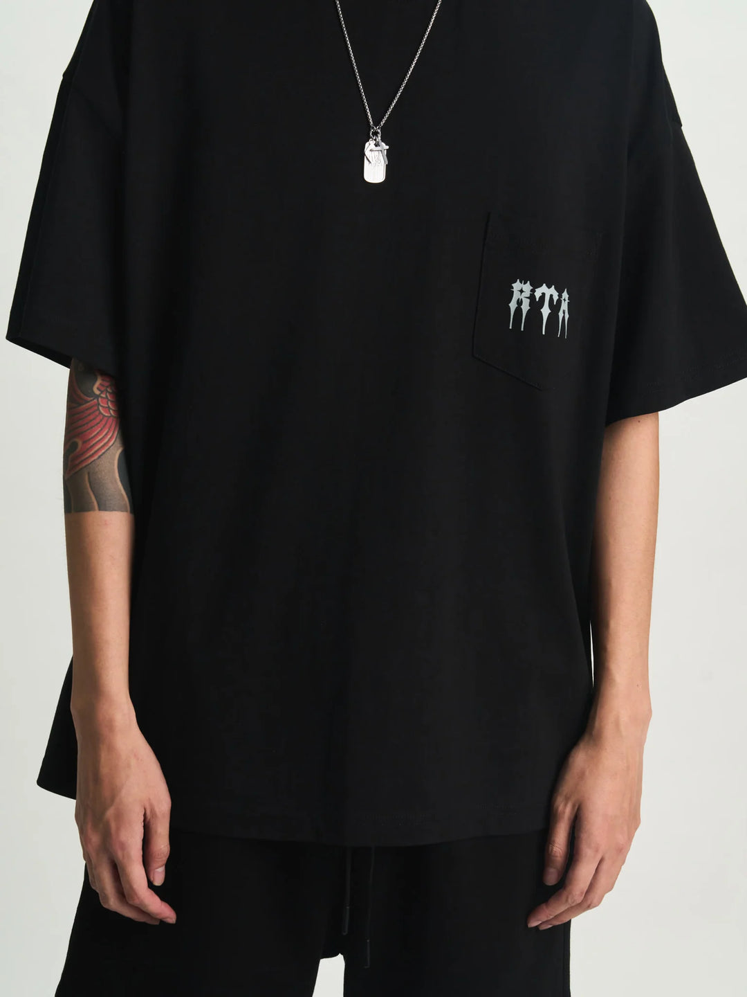RTA Bastien Pocket Tee - Black Spiked R