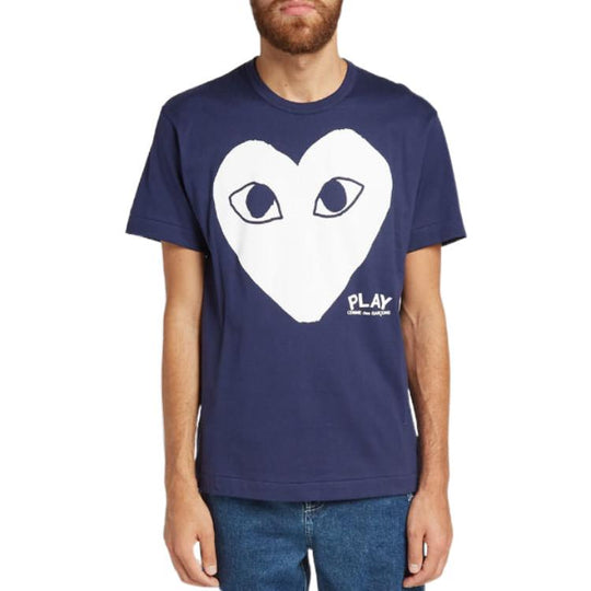 COMME DES GARCONS PLAY WHITE HEART T-SHIRT - Navy Blue - AZ-T180-051-1
