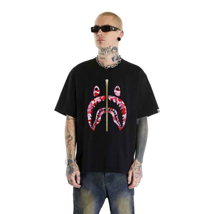 BAPE ABC Camo Milo Shark Tee - Black Green