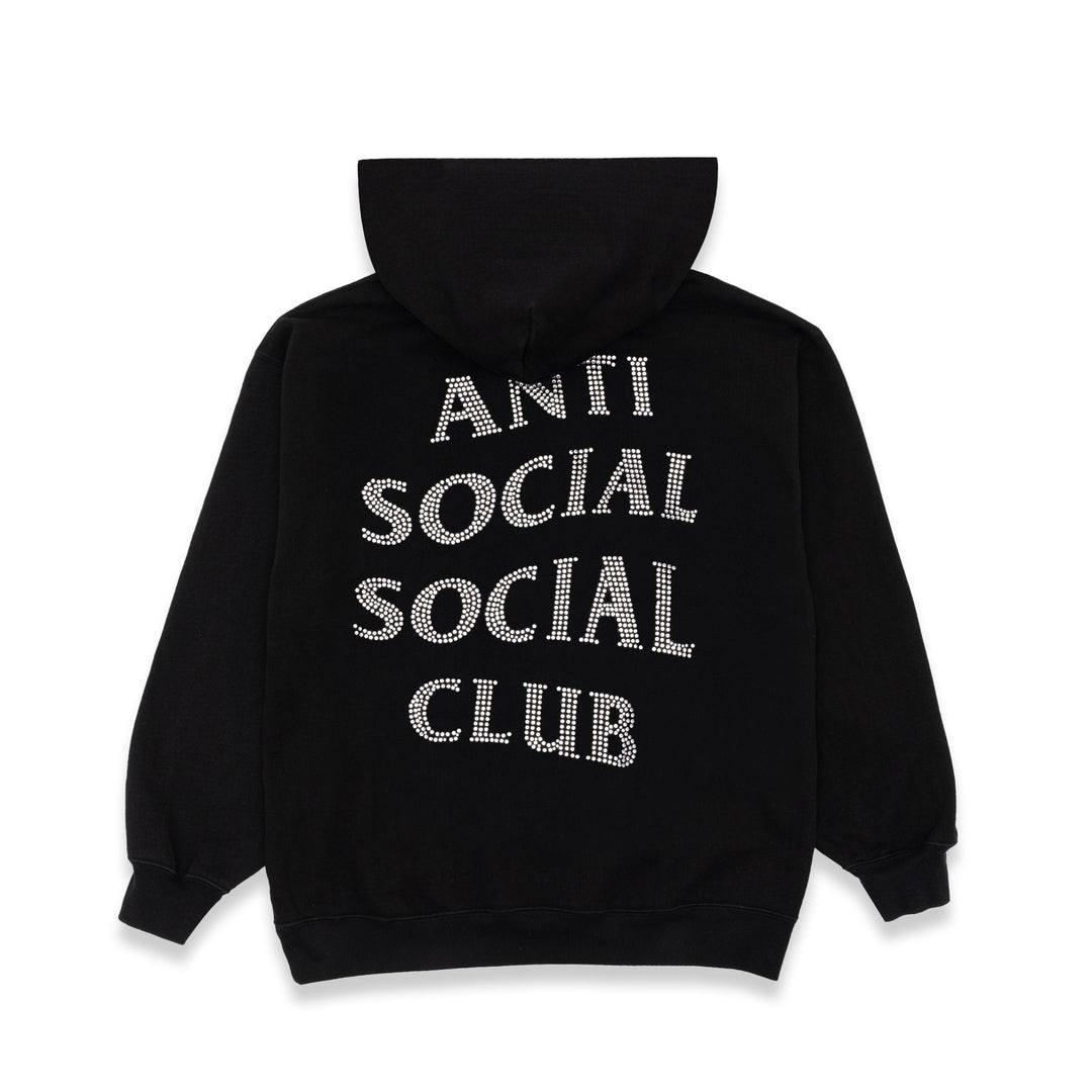 Anti Social Social Club Rhinestone Mind Games Hoodie Black W/ White