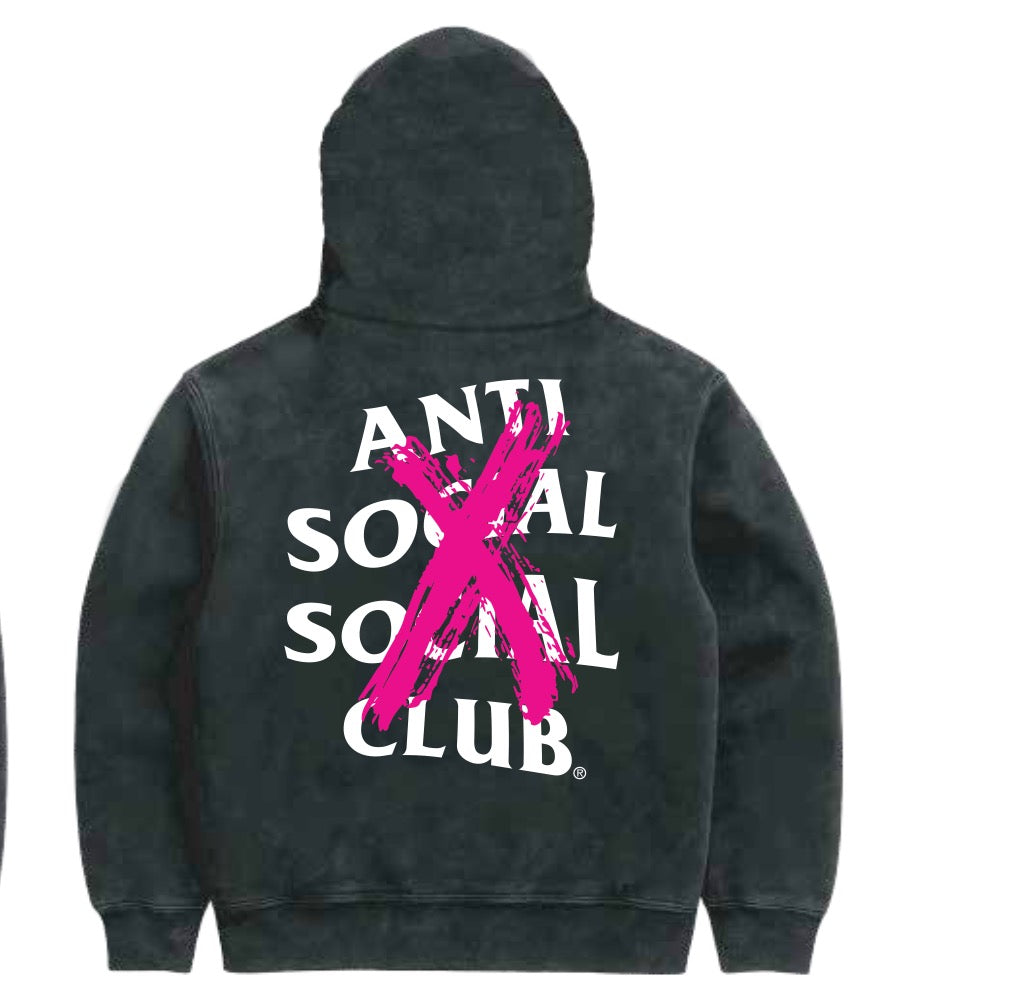 Anti Social Social Club Tonkatsu: Cancelled Hand Painted Hoodie - Black