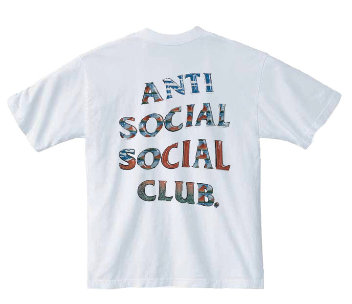 Anti Social Social Club Tonkatsu: Boro Wave Tee - White