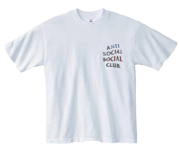 Anti Social Social Club Tonkatsu: Boro Wave Tee - White