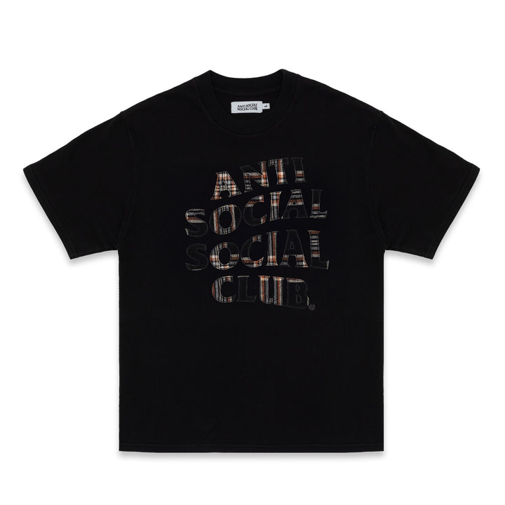 Anti Social Social Club Plaid Applique Tee Black