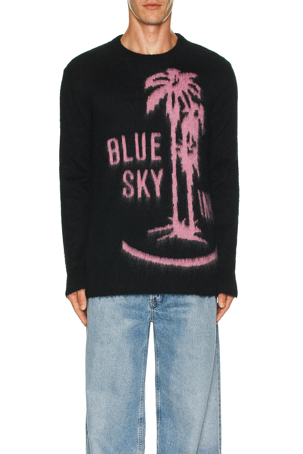 Blue Sky Inn Mohair Sweater With Palms - Black