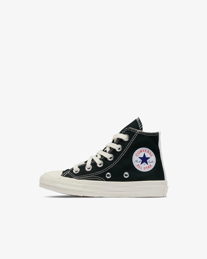 Comme des Garçons PLAY Kids' Small Red Heart Chuck Taylor All Star '70 High Sneakers - Black - AZ-K502-001-1