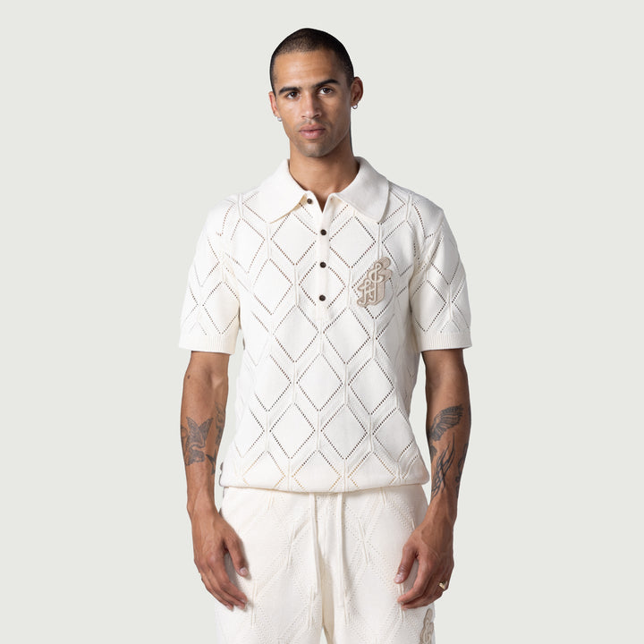 Honor The Gift Diamond Knit Sweater - Cream