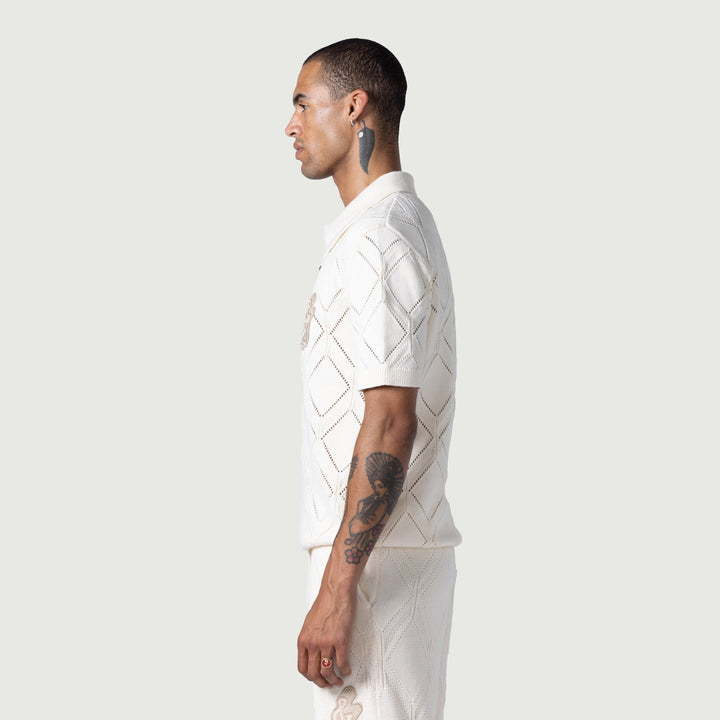 Honor The Gift Diamond Knit Sweater - Cream