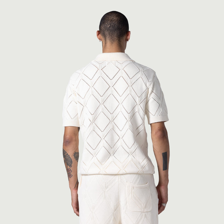 Honor The Gift Diamond Knit Sweater - Cream