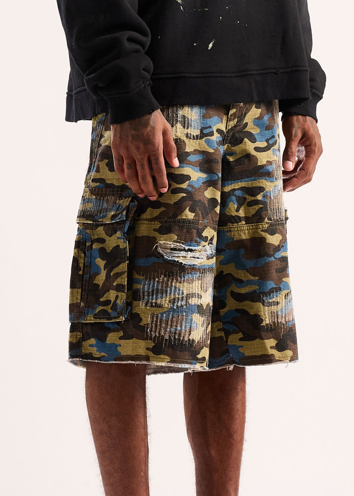 Diet Starts Monday Camo Ripstop Cargo Shorts - Blue (DSM-S26-003)
