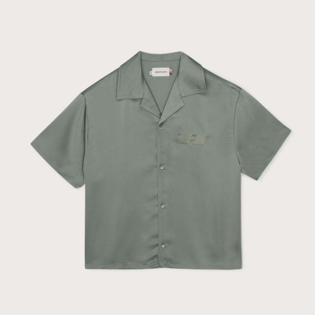 Honor The Gift - Satin Chest Logo Camp Collar Sage