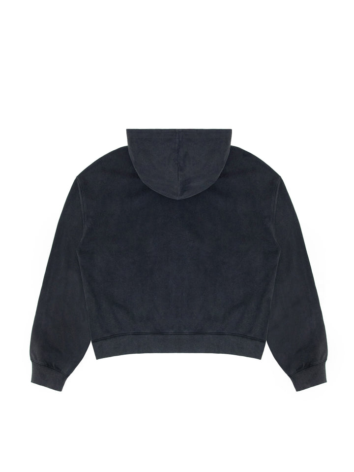 Vandy The Pink Spray Flower Zip Up Hoodie Black