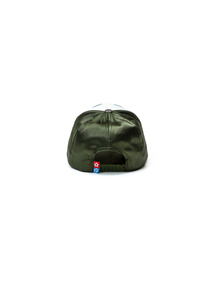 Vandy The Pink Eye Satin Eye Logo Trucker Hat Dark Green