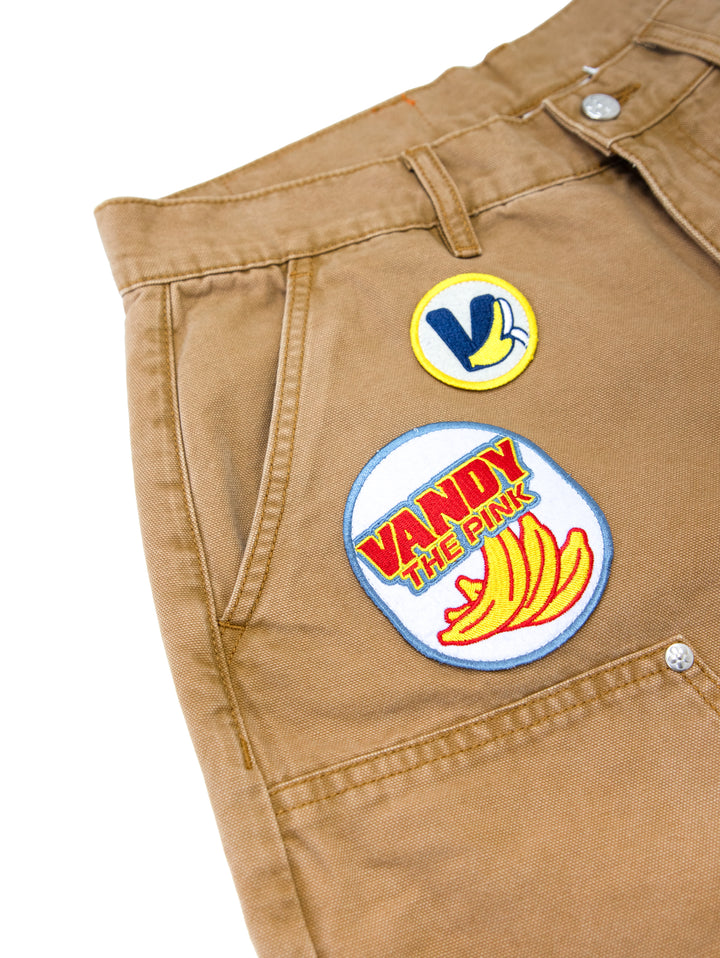 Vandy The Pink Patched Canvas Shorts Tan