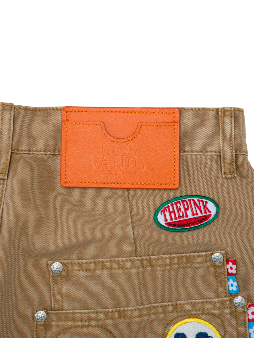 Vandy The Pink Patched Canvas Shorts Tan
