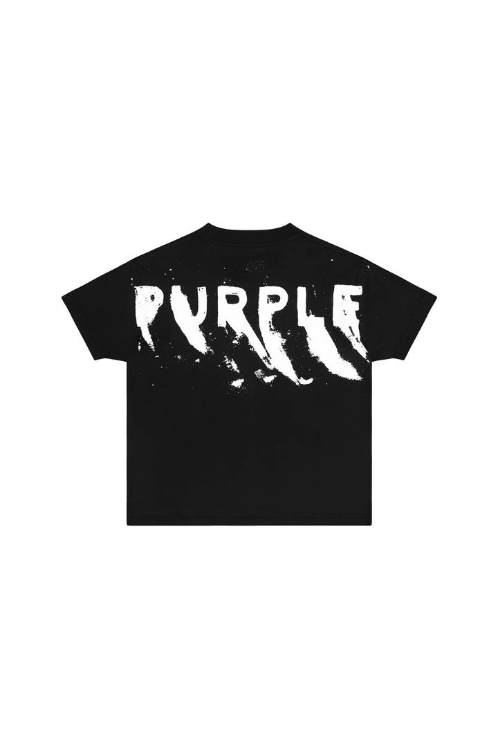 Purple Brand For Kids -  Kids' Painted Wordmark Tee Black