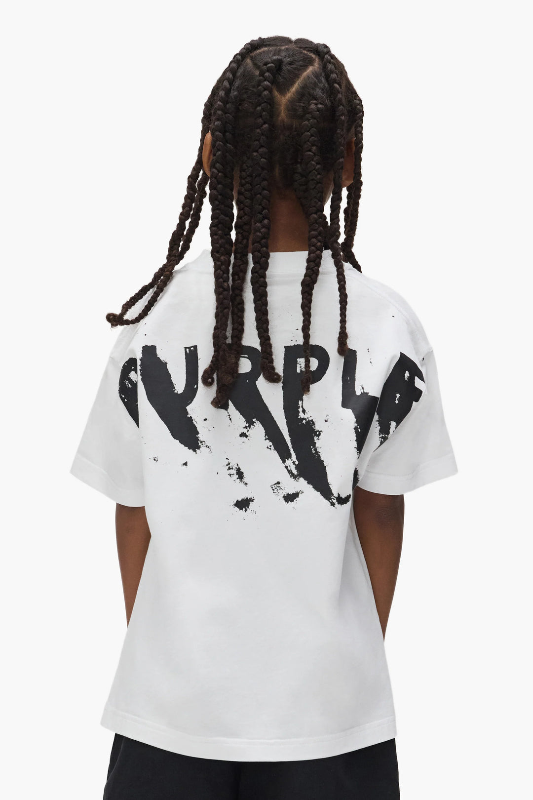 Purple Brand For Kids -  Kids' Painted Wordmark Tee White