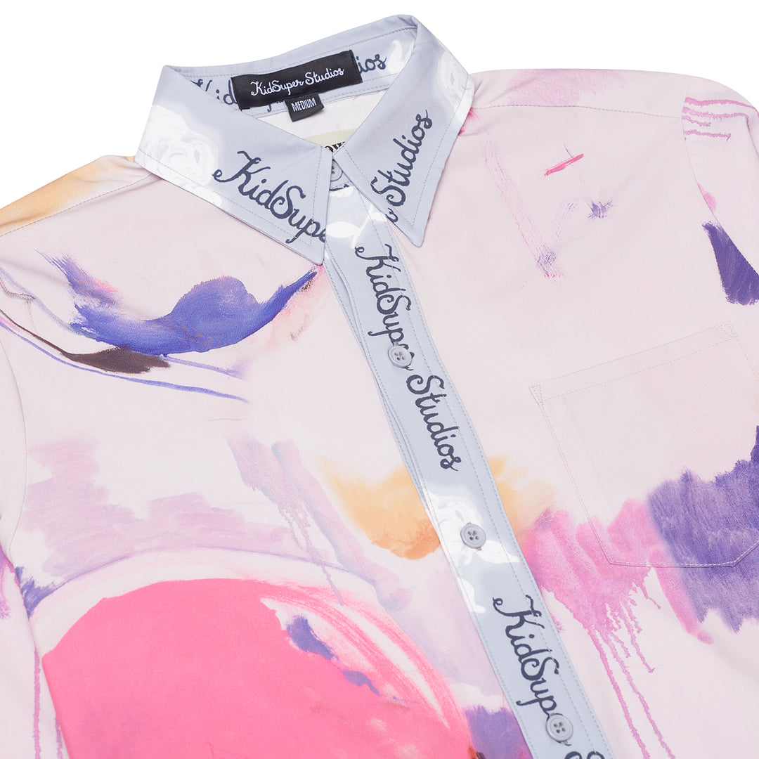 KidSuper Studios Printed Satin Shirt - White/Multi