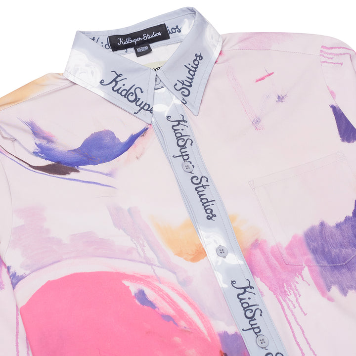 KidSuper Studios Printed Satin Shirt - White/Multi
