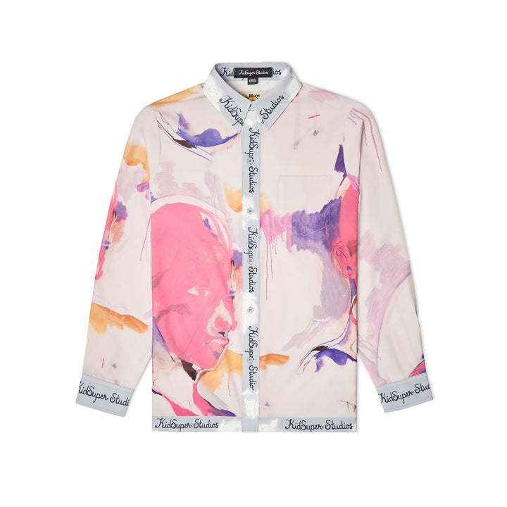 KidSuper Studios Printed Satin Shirt - White/Multi