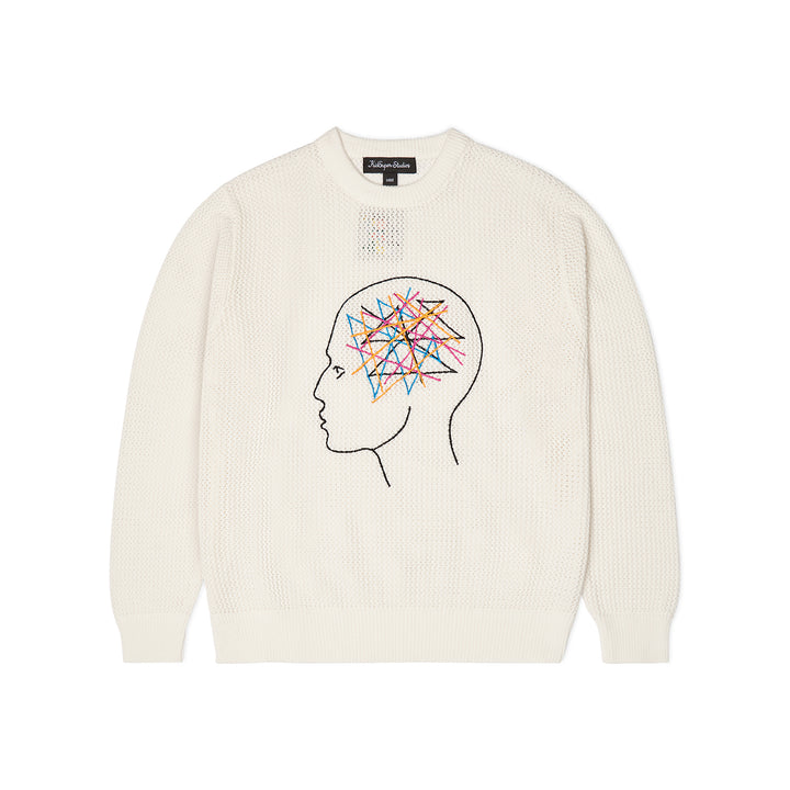 KidSuper Studios Thoughts in my head Loose Gauge Sweater - Bone