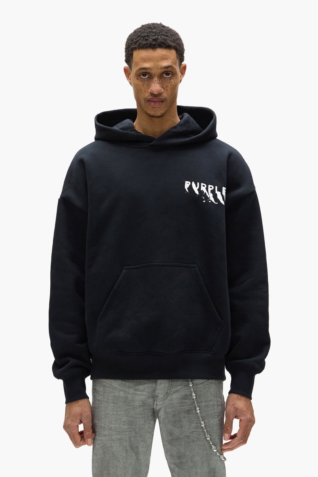 Purple Brand P401 Black HFBB725 Painted Wordmark Hoodie - Black