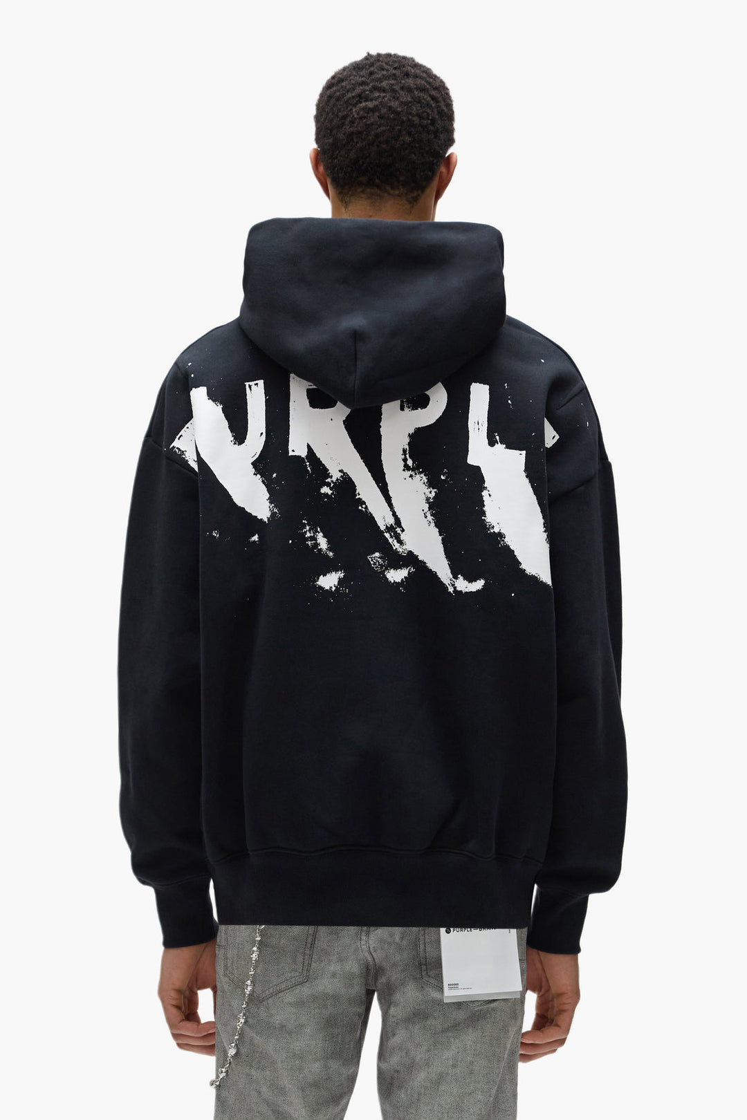Purple Brand P401 Black HFBB725 Painted Wordmark Hoodie - Black