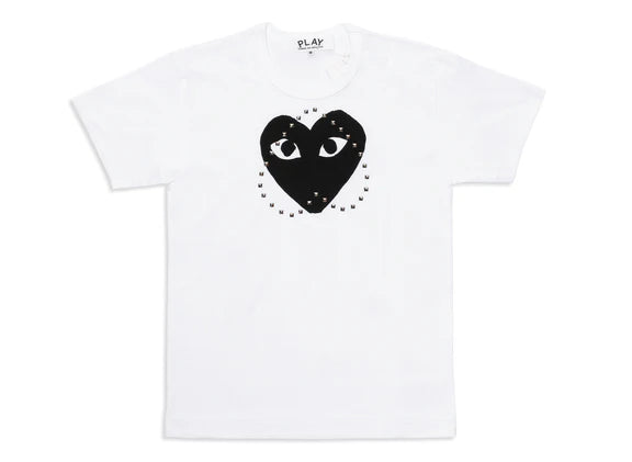 COMME DES GARCONS PLAY Stud Print Jumbo Heart T-Shirt - White/Black - AX-T804-051