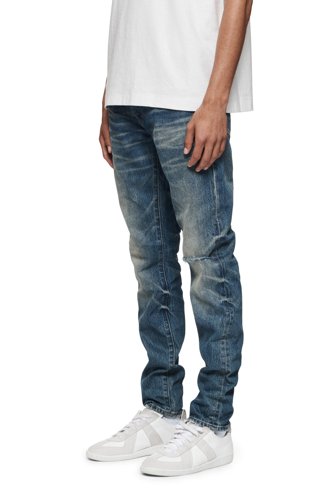 Purple Brand P001 Mid Indigo VKMD324 Vintage Knee Blowout - Mid Indigo