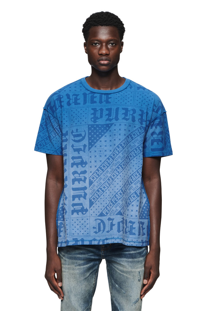 Purple Brand P101 Blue JFCB324 Flag Bandana Tee - Blue