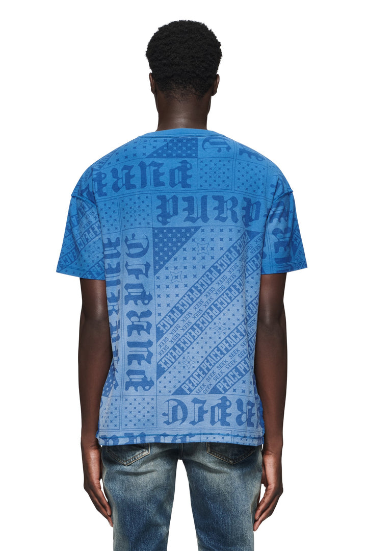 Purple Brand P101 Blue JFCB324 Flag Bandana Tee - Blue
