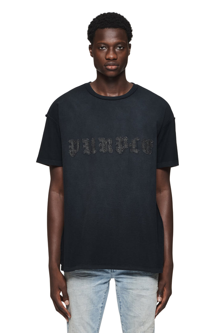 Purple Brand P101 Black JGWB324 Gothic Wordmark Tee - Black