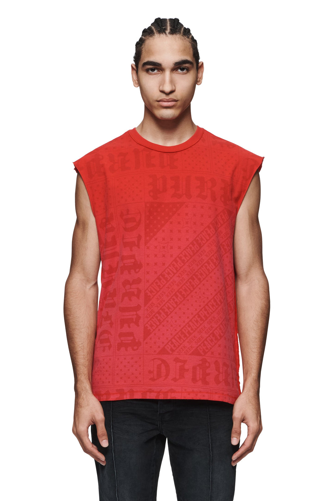 Purple Brand P103 Red JFCR324 Flag Bandana Tank Top - Red