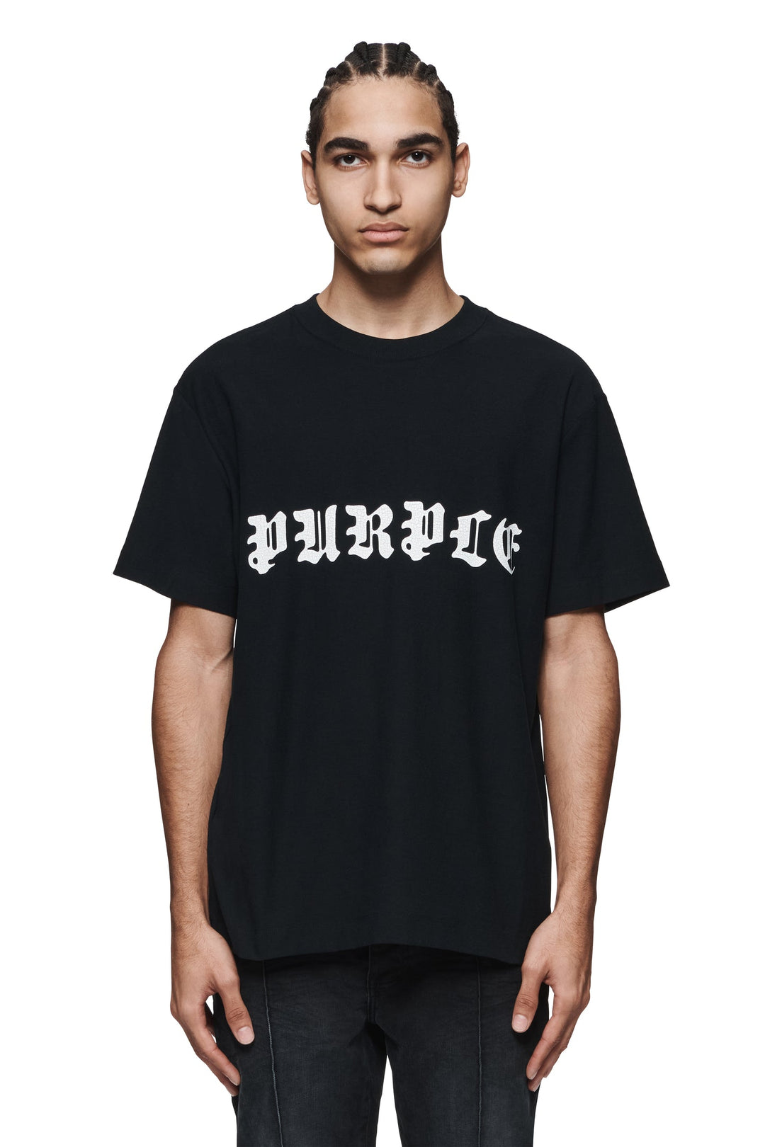 Purple Brand P104 Black JGBB324 Gothic Wordmark Tee - Black
