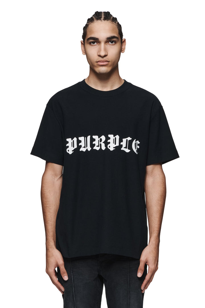 Purple Brand P104 Black JGBB324 Gothic Wordmark Tee - Black