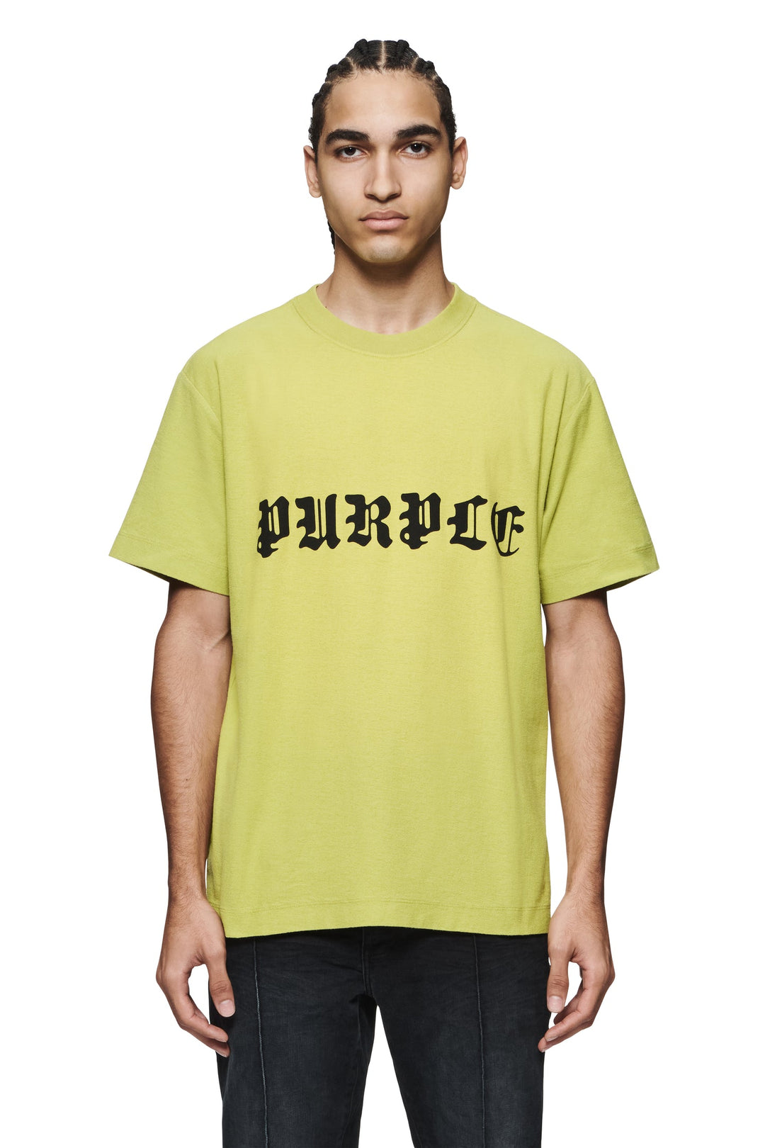 Purple Brand P104 Green JGSP324 Gothic Wordmark Tee - Green