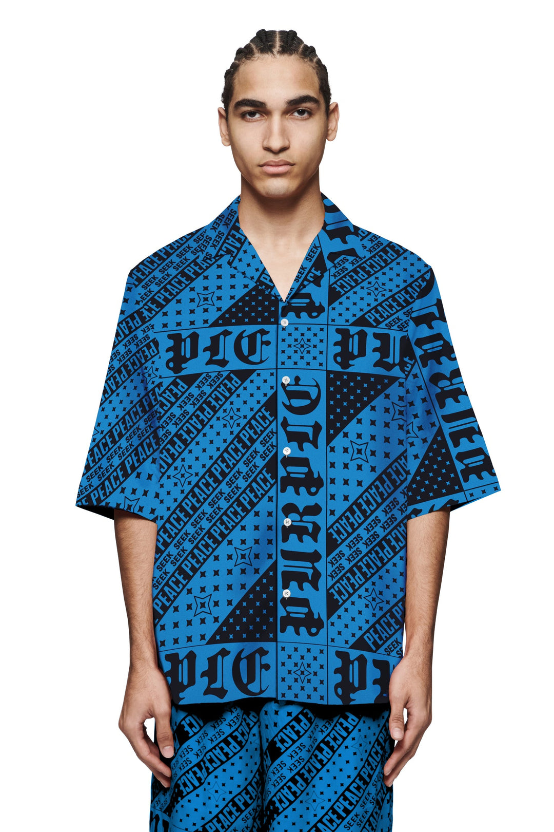 Purple Brand P346 Blue LBFG324 Flag Bandana Shirt - Blue