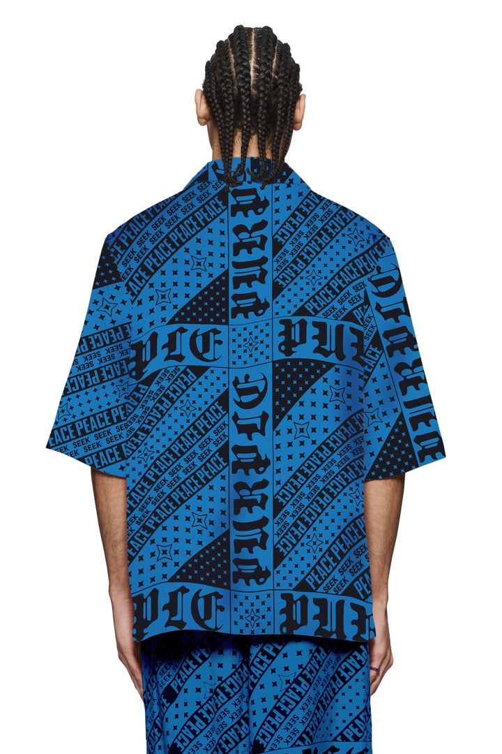 Purple Brand P346 Blue LBFG324 Flag Bandana Shirt - Blue