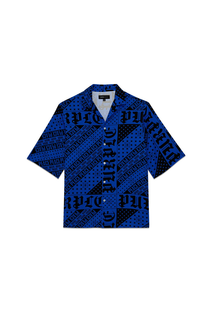 Purple Brand P346 Blue LBFG324 Flag Bandana Shirt - Blue