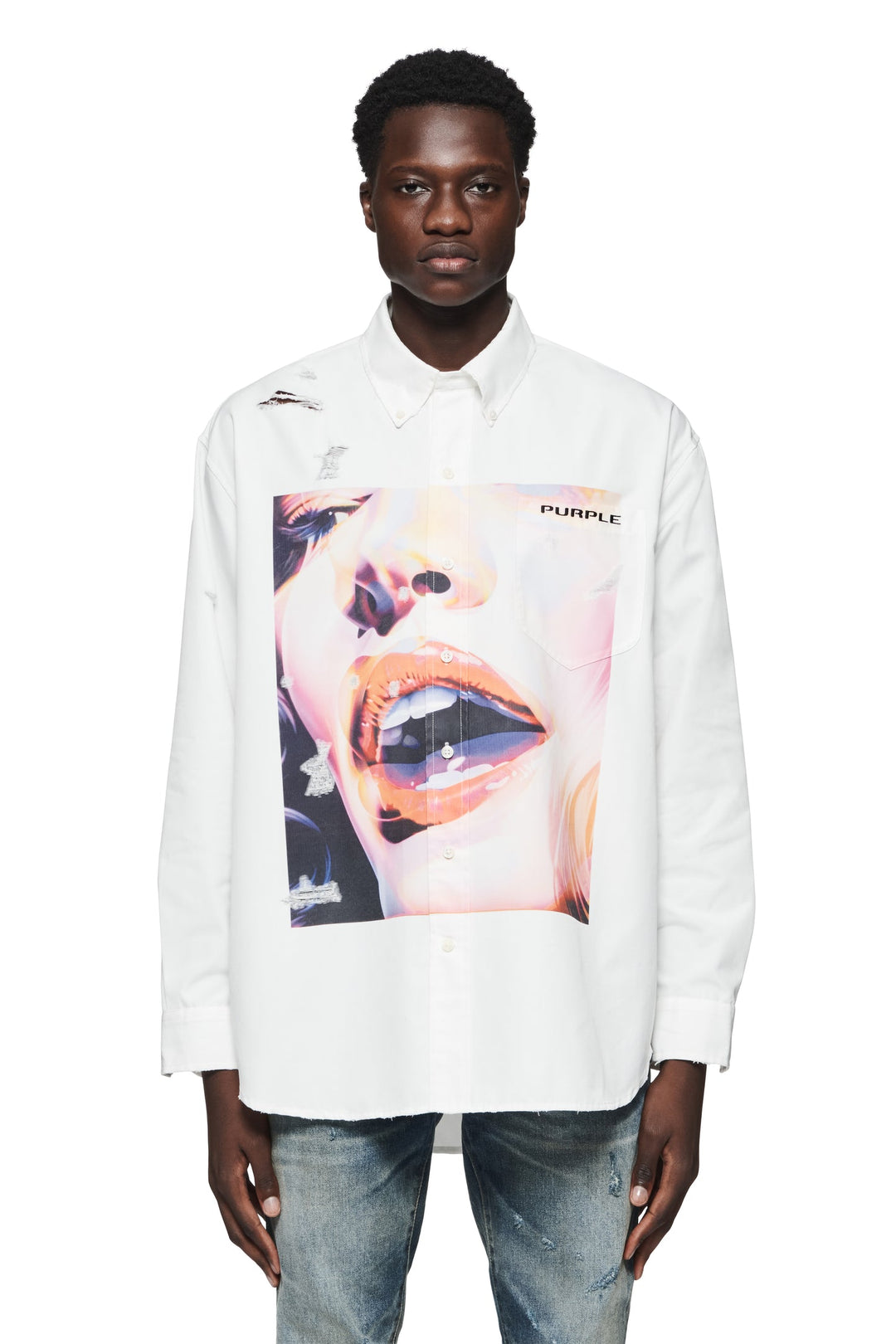 Purple Brand P350 White PDBW324 Dreams Poplin Shirt - White