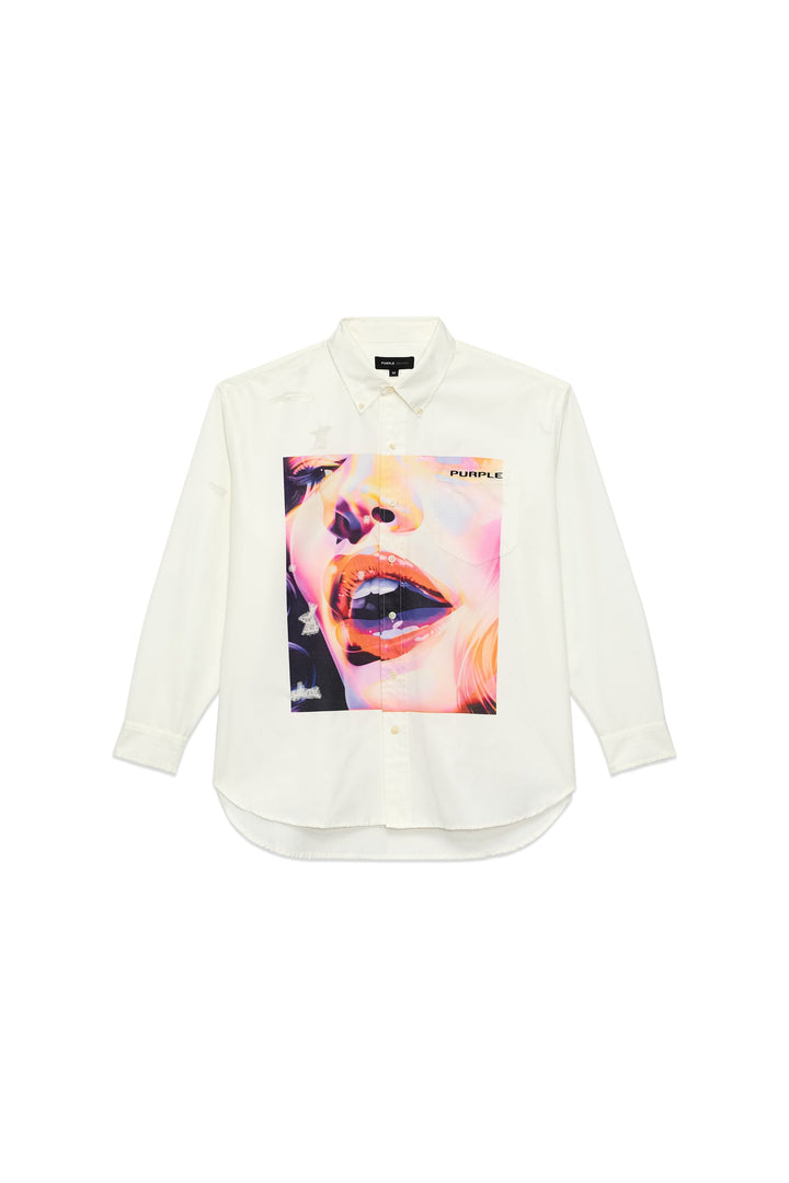 Purple Brand P350 White PDBW324 Dreams Poplin Shirt - White