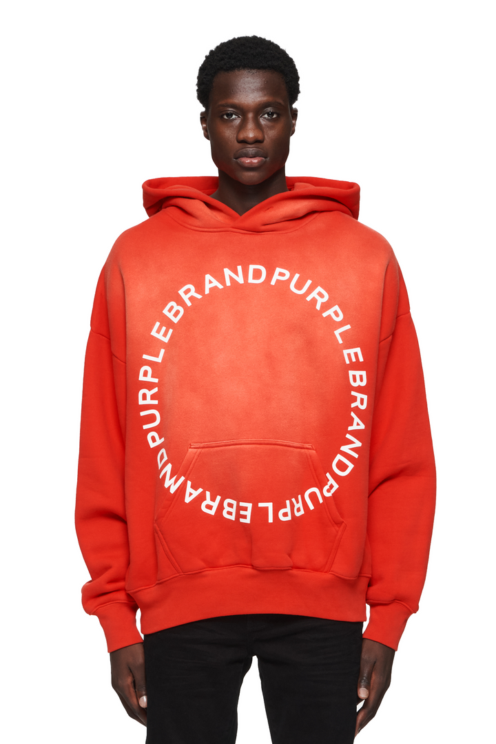 Purple Brand P401 Red HFRW124 Circle Wordmark Hoodie - Red