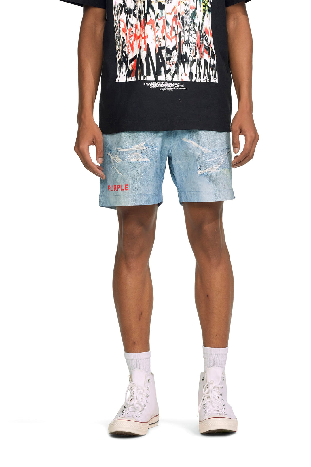 Purple Brand P504 Blue PIDD323 Distressed Denim All-Around Short